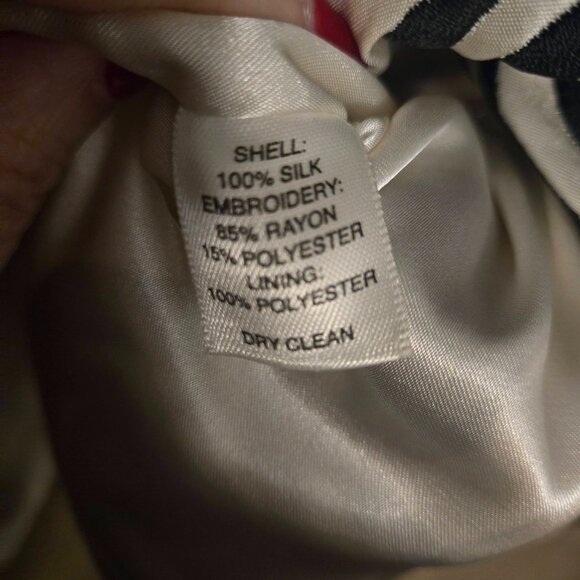 White House Black Market 100% Silk Strapless Floral Dress Black White Size 10 - Picture 6 of 6